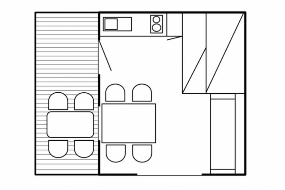 Plantegning campinghytte F tornby strand camping