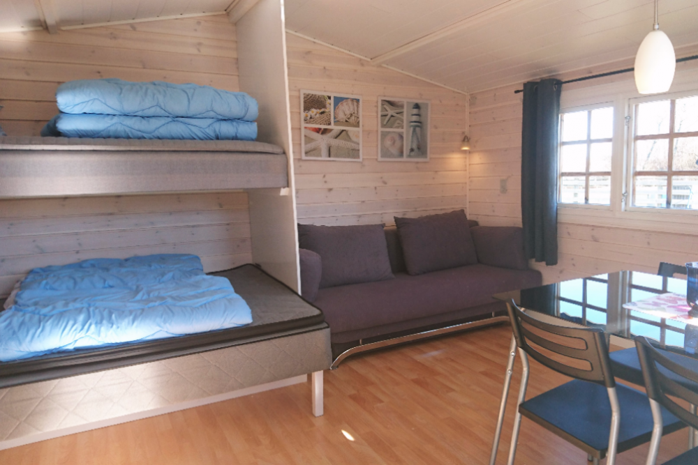 hvor Overnatning i hytte på campingplads